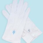 White Cotton Gloves with Square & Compass Embroidered