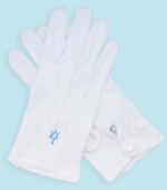 White Cotton Gloves with Square & Compass Embroidered