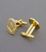 Gold Engraved Square & Compass Oval Cufflinks - Image 2