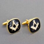 Square Gold and Black Square and Compass Masonic Cufflinks