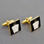 Square Mark Keystone Black Cufflinks