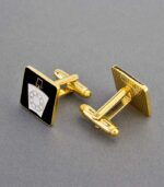 Square Mark Keystone Black Cufflinks - Image 2