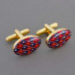 Red & Blues Diamond Oval Cufflinks
