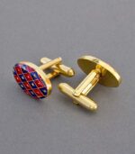 Red & Blues Diamond Oval Cufflinks - Image 2