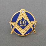 60 Years Square & Compass Lapel Pin with Stone