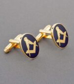 Modern Square & Compass Gold Oval Cufflinks