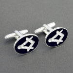 Modern Square & Compass Sterling Silver Oval Cufflinks