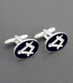 Modern Square & Compass Sterling Silver Oval Cufflinks