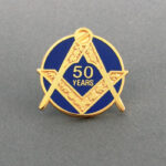 50 Years Round Square & Compass Lapel Pin