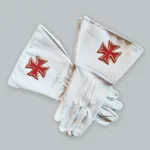 Knights Templar White Leather Gauntlets
