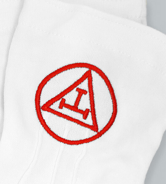 GKS_White cotton gloves red Royal Arch emblem